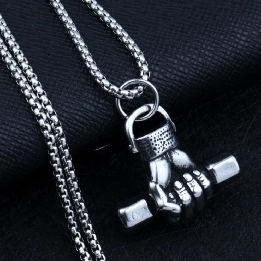 ❤️Fashion Retro Fitness Gym Dumbbell Pendant Necklace for women/menN9020P128